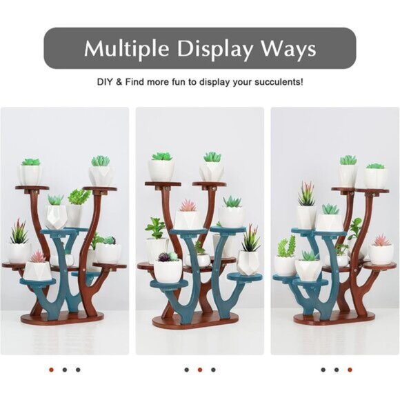 9-Pot Mini Succulent Stand, Multi-Layer Small Plant Display Shelf for Windowsill - Picture 5 of 7